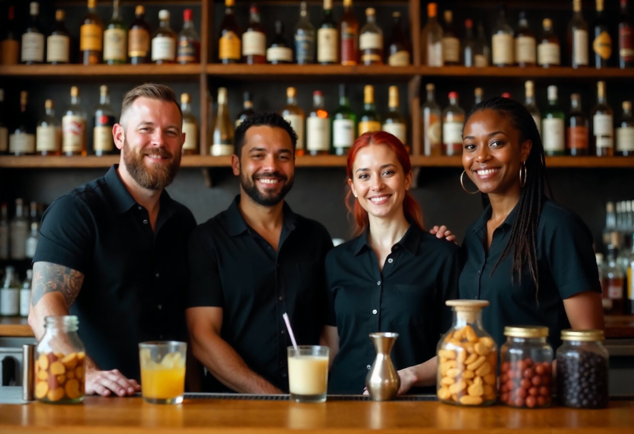 Bar team behind the counter
